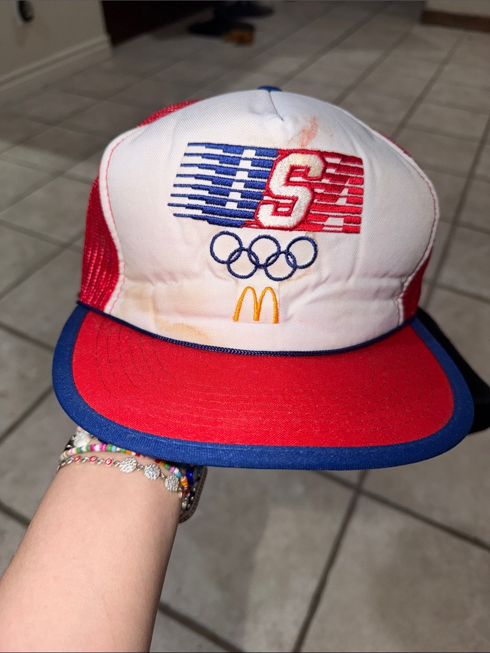 Vintage McDonald's 1984 USA Olympics Mesh Snapback Foam Trucker Hat Cap